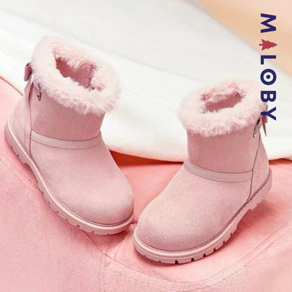 Bottines fourrées peluche rose pour filles - Confort et style pour enfants