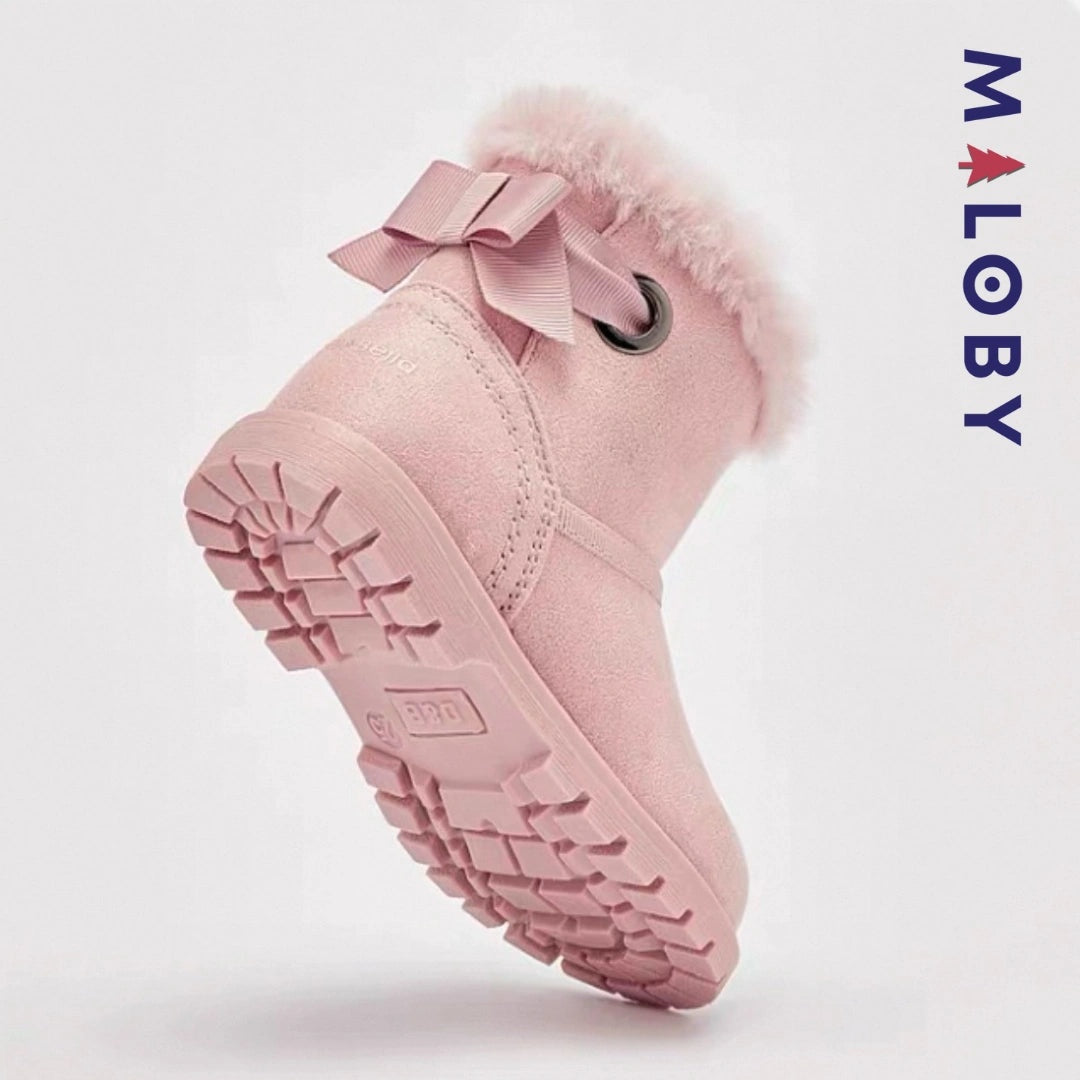 Bottines fourrées peluche rose pour filles - Confort et style pour enfants