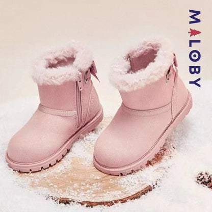 Bottines fourrées peluche rose pour filles - Confort et style pour enfants