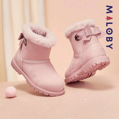 Bottines fourrées peluche rose pour filles - Confort et style pour enfants