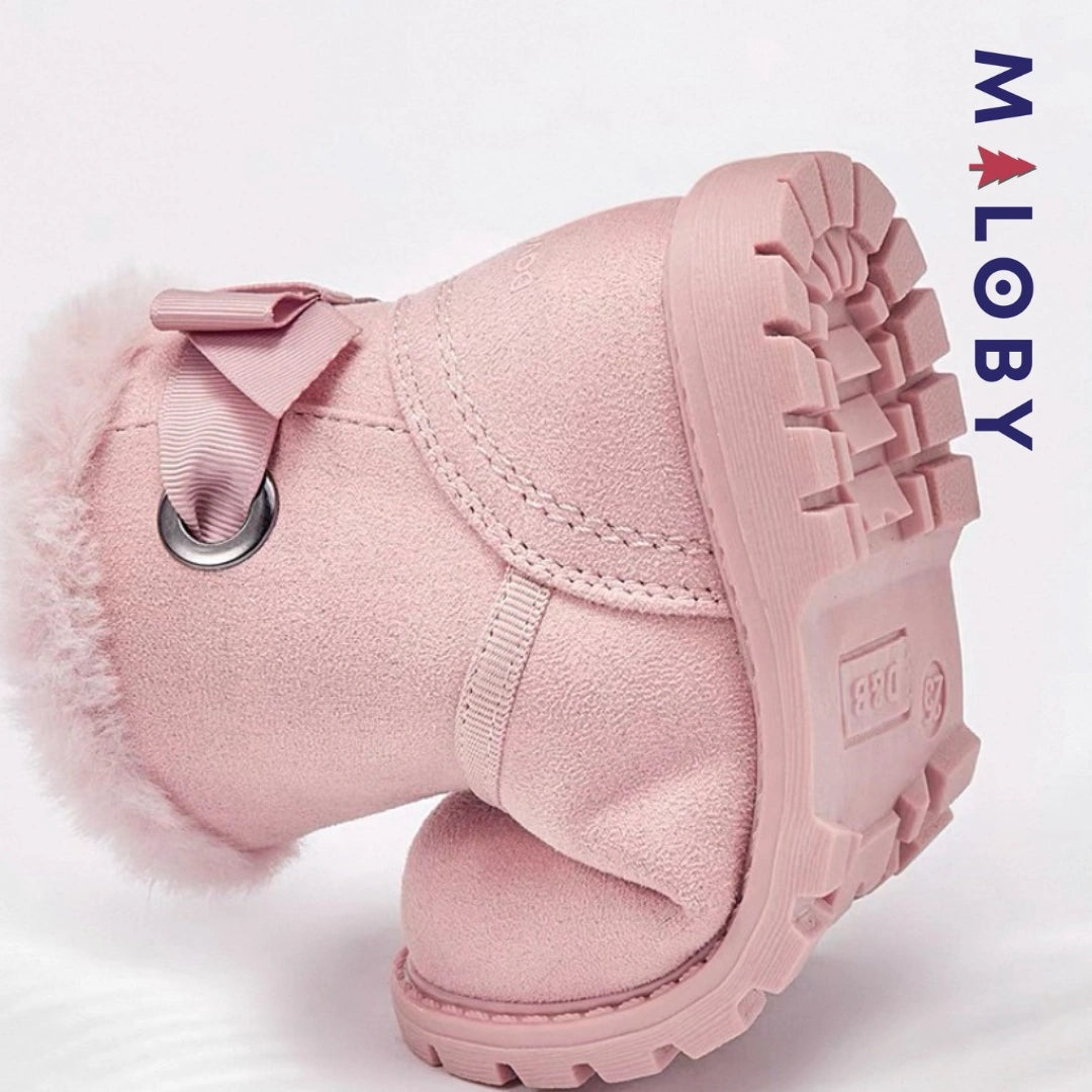 Bottines fourrées peluche rose pour filles - Confort et style pour enfants