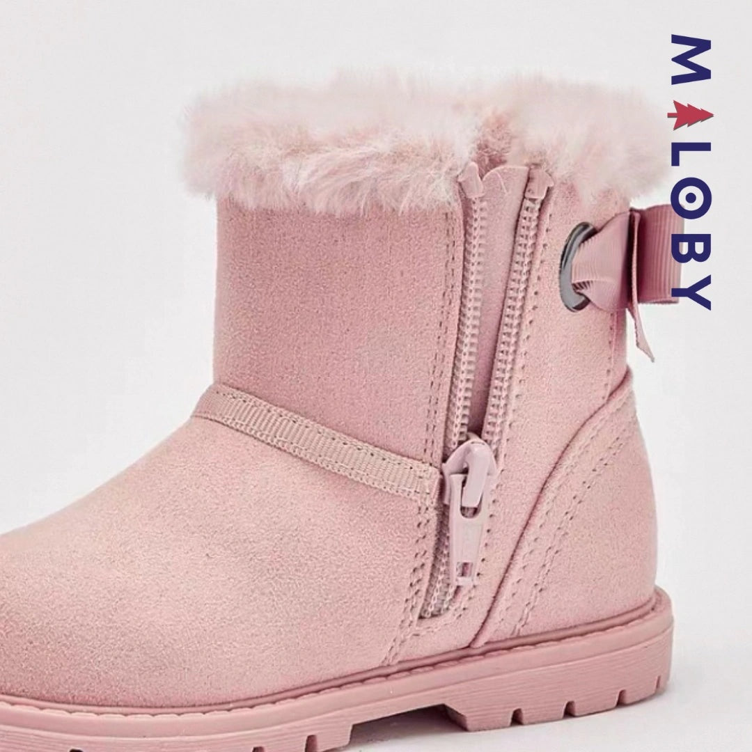 Bottines fourrées peluche rose pour filles - Confort et style pour enfants