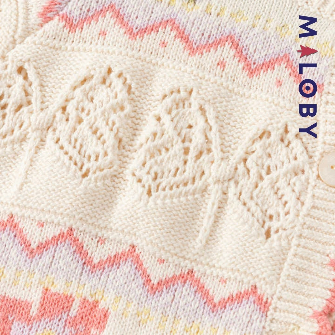 Cardigan ajouré pour fille, beige, parfait pour les événements et tenues d'anniversaire.