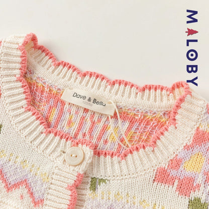 Cardigan ajouré pour fille, beige, parfait pour les événements et tenues d'anniversaire.