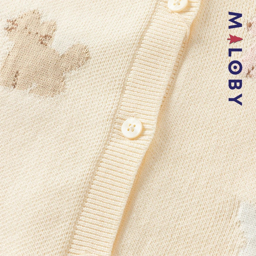 Cardigan en beige avec motif animalier pour fille, parfait pour les anniversaires et les sorties.