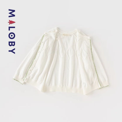 Cardigan blanc à motif fleurette pour enfants, parfait pour les occasions spéciales.