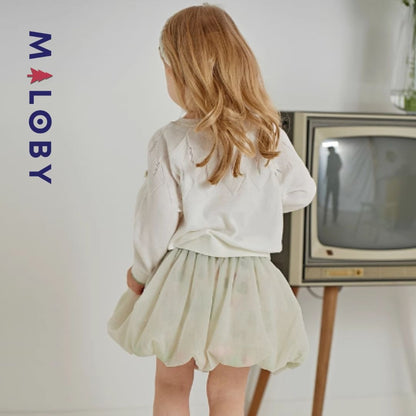 Cardigan blanc à motif fleurette pour enfants, parfait pour les occasions spéciales.