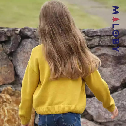 Cardigan brodé pour fille en jaune, vêtements enfants adaptés aux anniversaires et occasions spéciales.