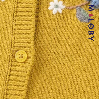 Cardigan brodé pour fille en jaune, vêtements enfants adaptés aux anniversaires et occasions spéciales.