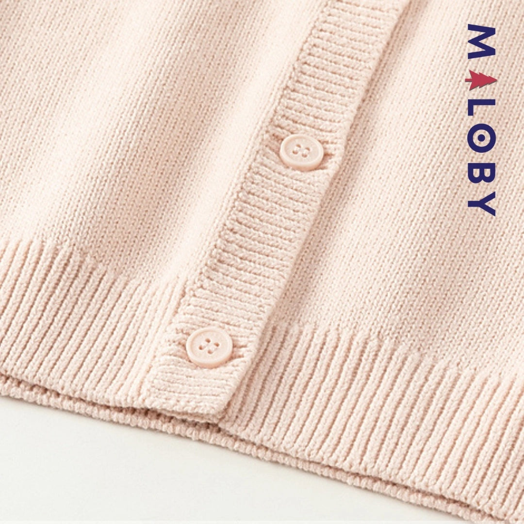 Cardigan brodé rose pâle pour fille, parfait pour les occasions spéciales et le quotidien.