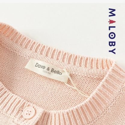 Cardigan brodé rose pâle pour fille, parfait pour les occasions spéciales et le quotidien.