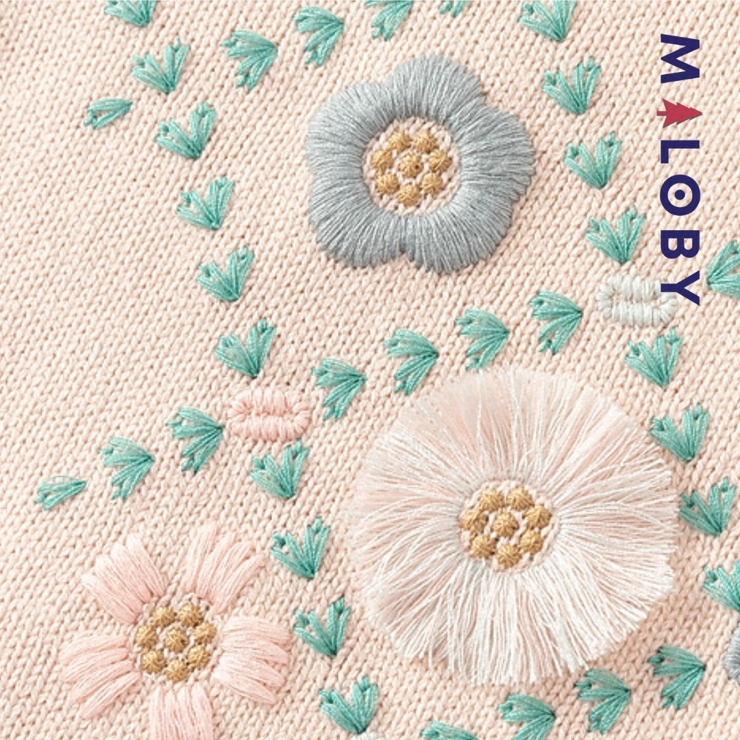 Cardigan brodé rose pâle pour fille, parfait pour les occasions spéciales et le quotidien.