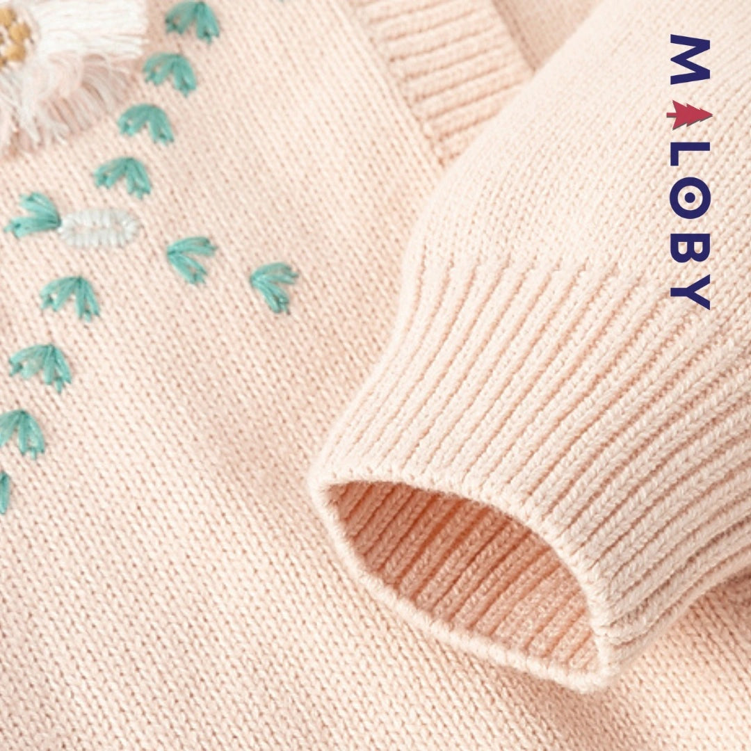 Cardigan brodé rose pâle pour fille, parfait pour les occasions spéciales et le quotidien.
