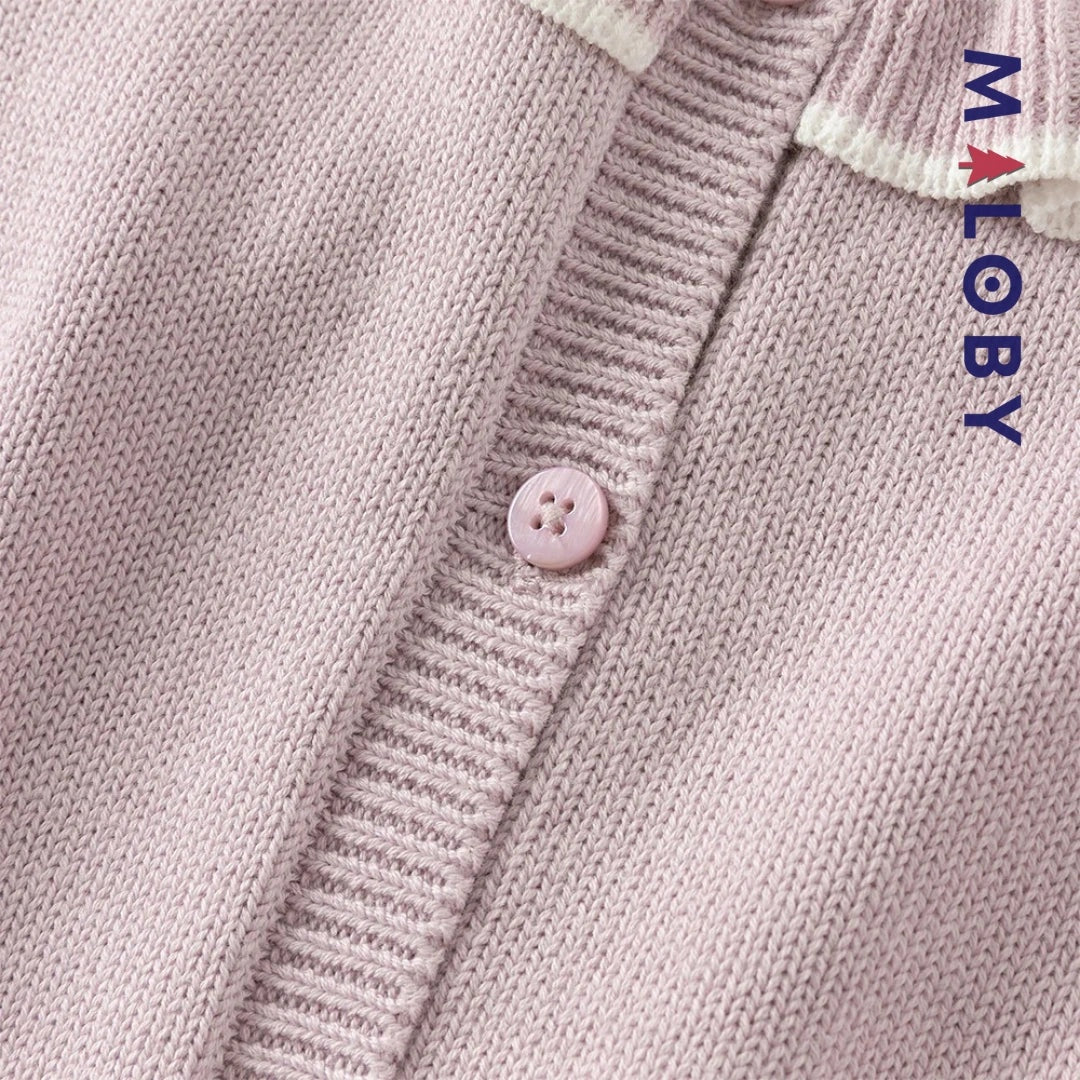 Cardigan à col claudine marine et violet pour fille, idéal pour les occasions spéciales.