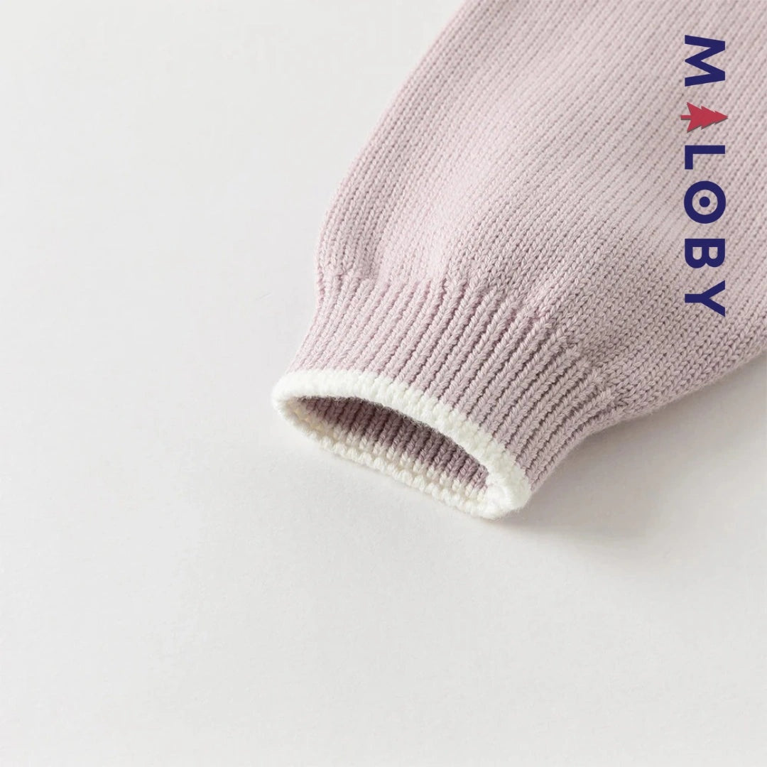 Cardigan à col claudine marine et violet pour fille, idéal pour les occasions spéciales.