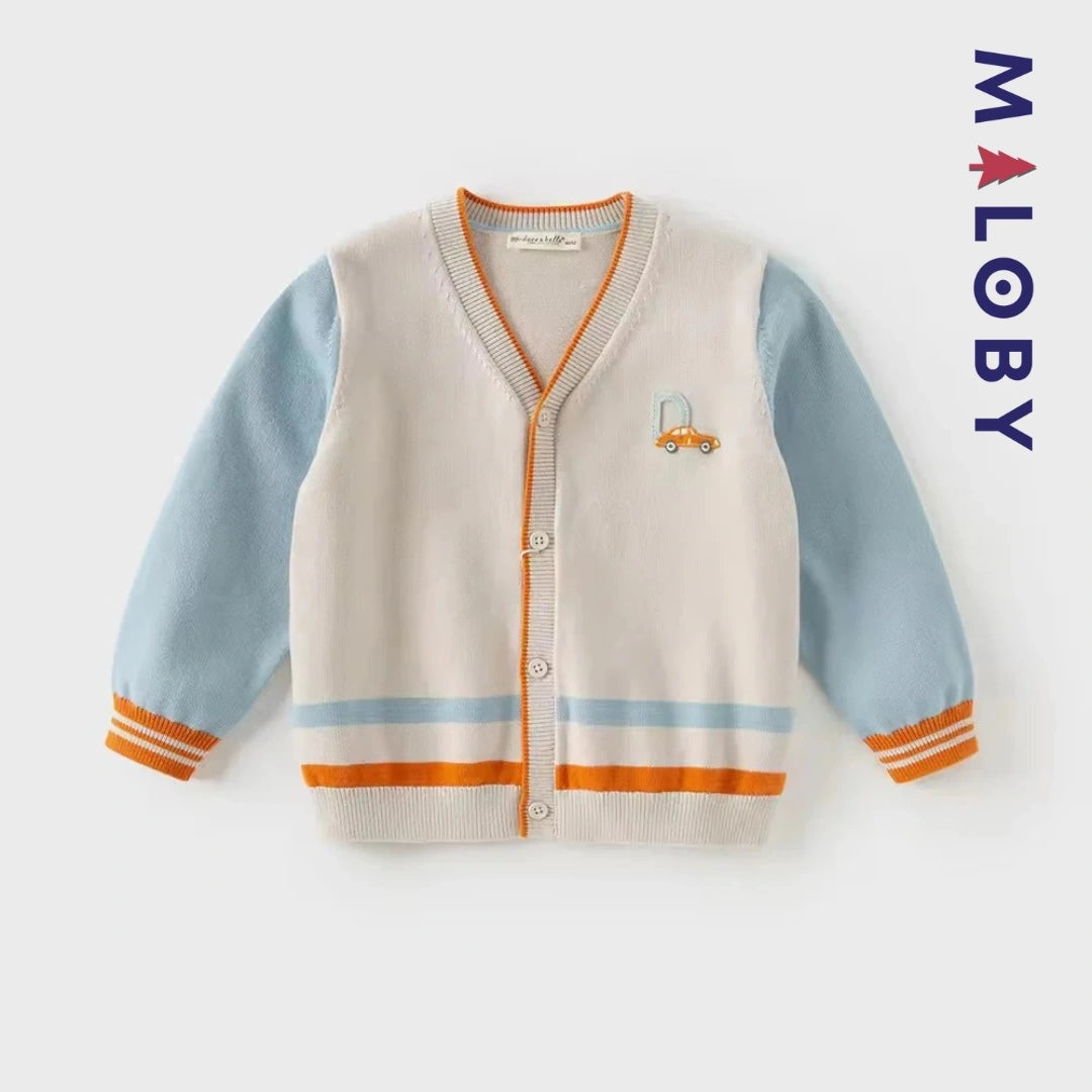 Cardigan colorblock en maille pour garçon, gris clair, parfait pour les enfants