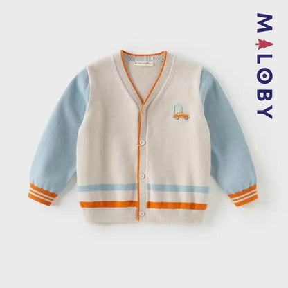 Cardigan colorblock en maille pour garçon, gris clair, parfait pour les enfants