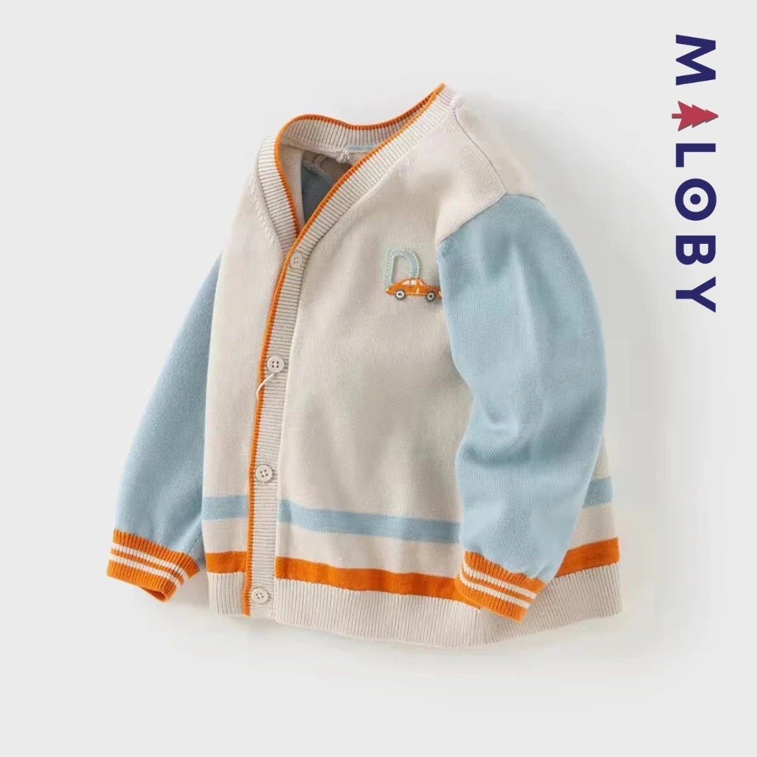 Cardigan colorblock en maille pour garçon, gris clair, parfait pour les enfants