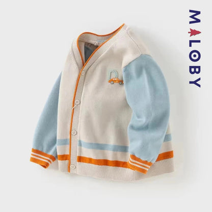 Cardigan colorblock en maille pour garçon, gris clair, parfait pour les enfants