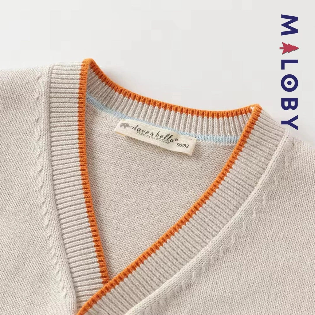 Cardigan colorblock en maille pour garçon, gris clair, parfait pour les enfants