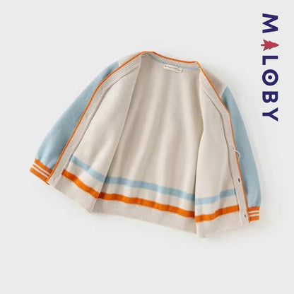 Cardigan colorblock en maille pour garçon, gris clair, parfait pour les enfants