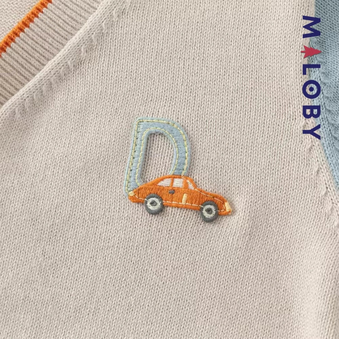 Cardigan colorblock en maille pour garçon, gris clair, parfait pour les enfants