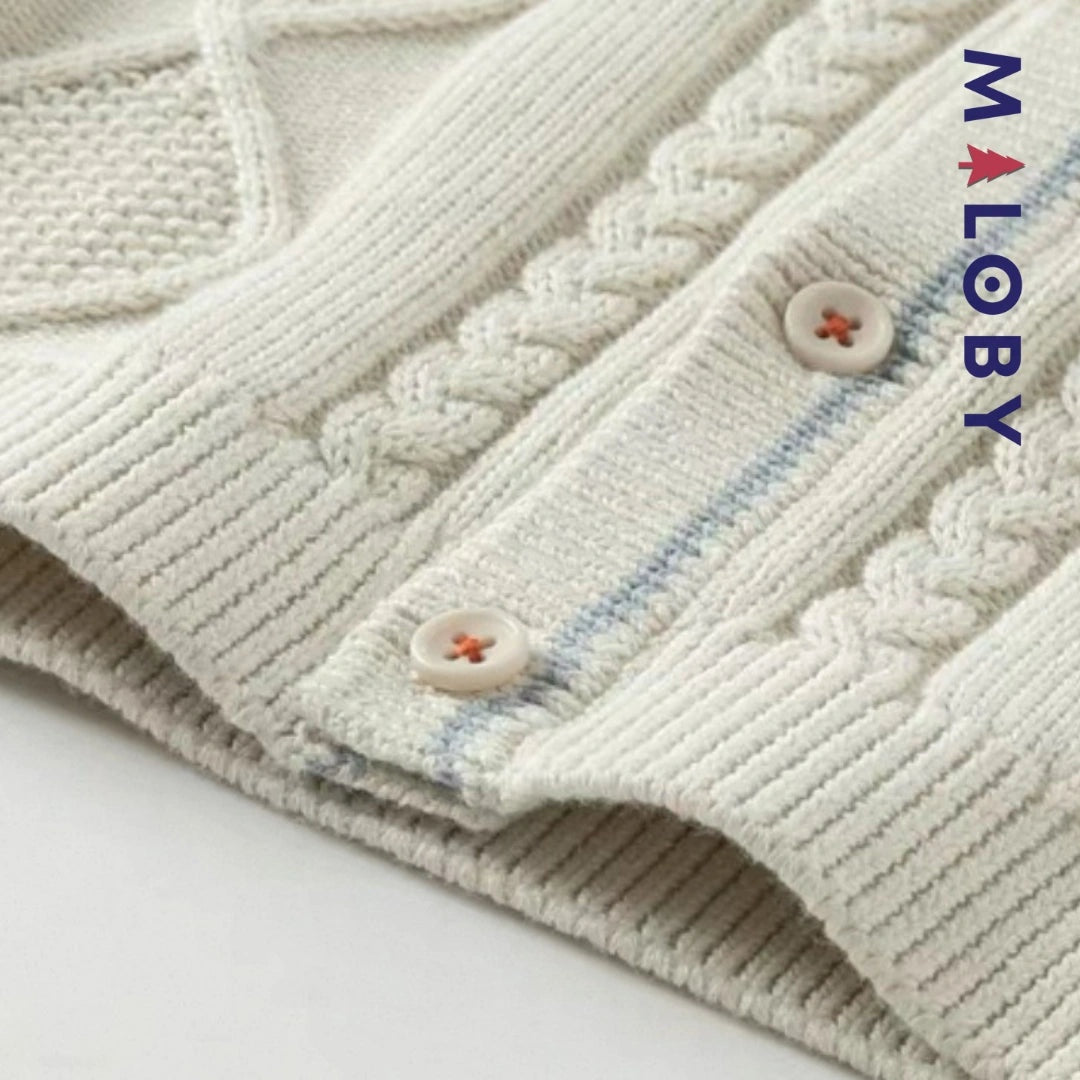 Cardigan en maille beige pour enfant garçon, parfait pour toutes les occasions.