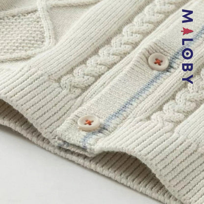 Cardigan en maille beige pour enfant garçon, parfait pour toutes les occasions.