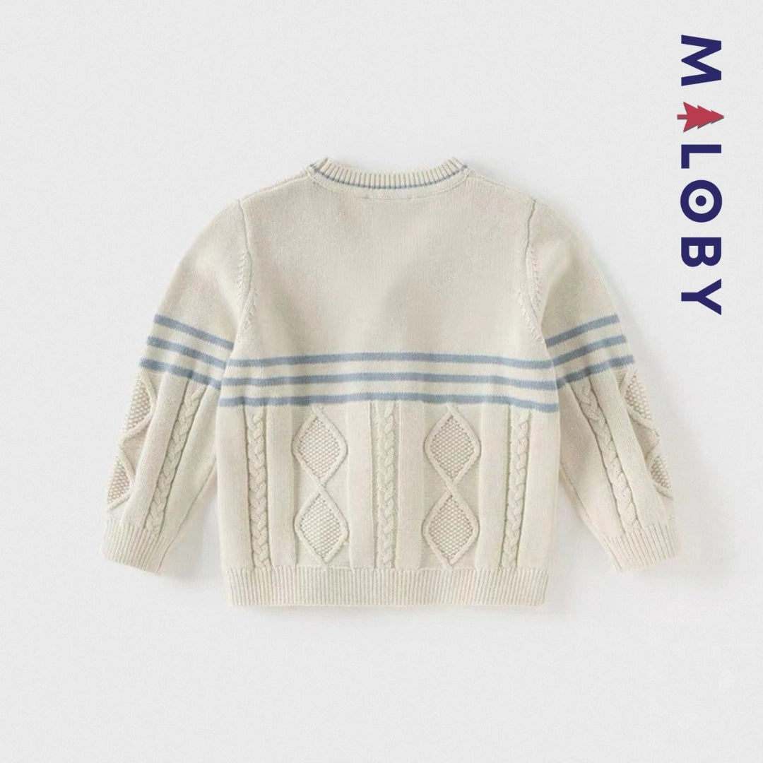 Cardigan en maille beige pour enfant garçon, parfait pour toutes les occasions.
