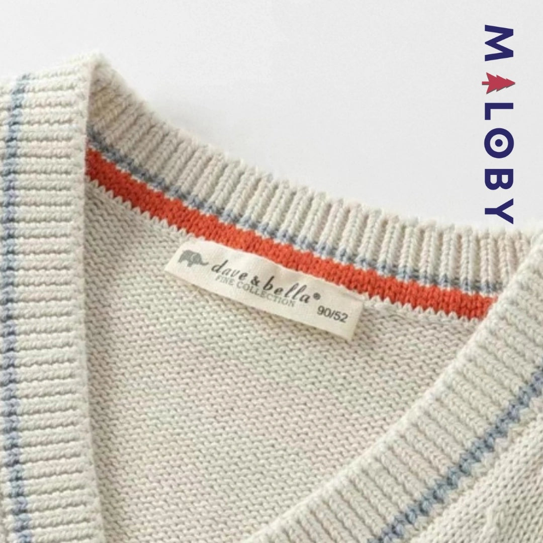 Cardigan en maille beige pour enfant garçon, parfait pour toutes les occasions.