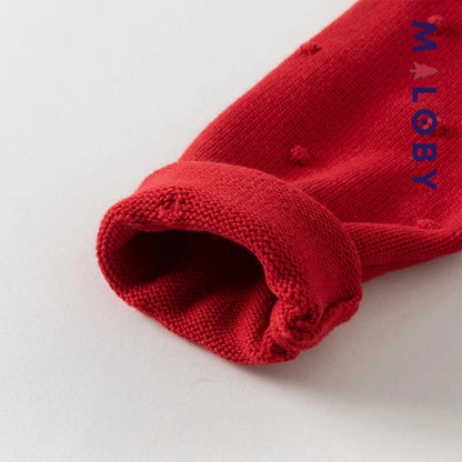 Cardigan jacquard rouge avec cerises pour filles, idéal pour les vêtements enfants.