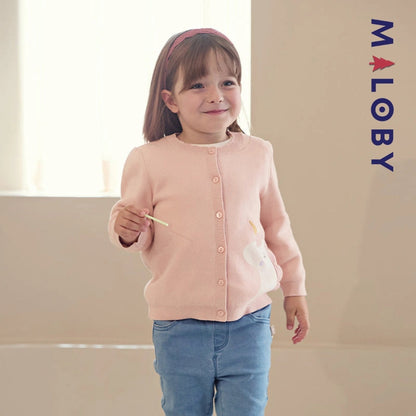 Cardigan licorne rose pour enfant fille, parfait pour les vêtements d'anniversaire et les événements spéciaux.