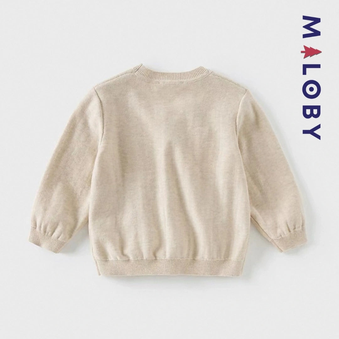 Cardigan en maille beige pour garçon, idéale pour les vêtements d'enfants et les occasions spéciales.