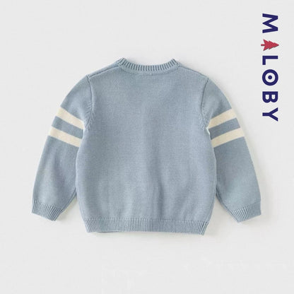Cardigan en maille bleu ciel pour garçon, idéal pour les vêtements d'anniversaire et les occasions spéciales.