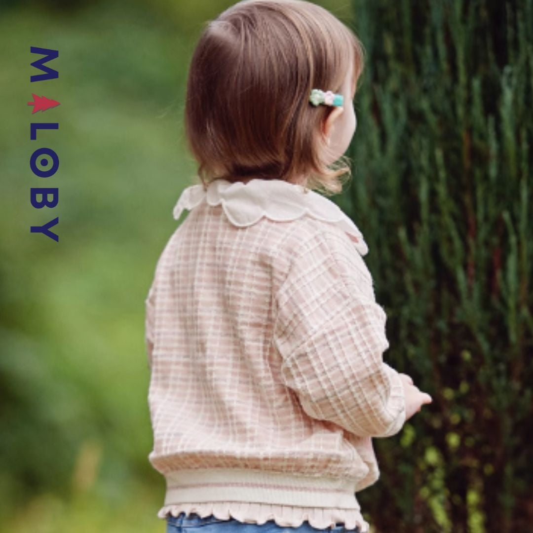 Cardigan rose à motif fraise pour enfants, parfait pour les anniversaires et les occasions spéciales.