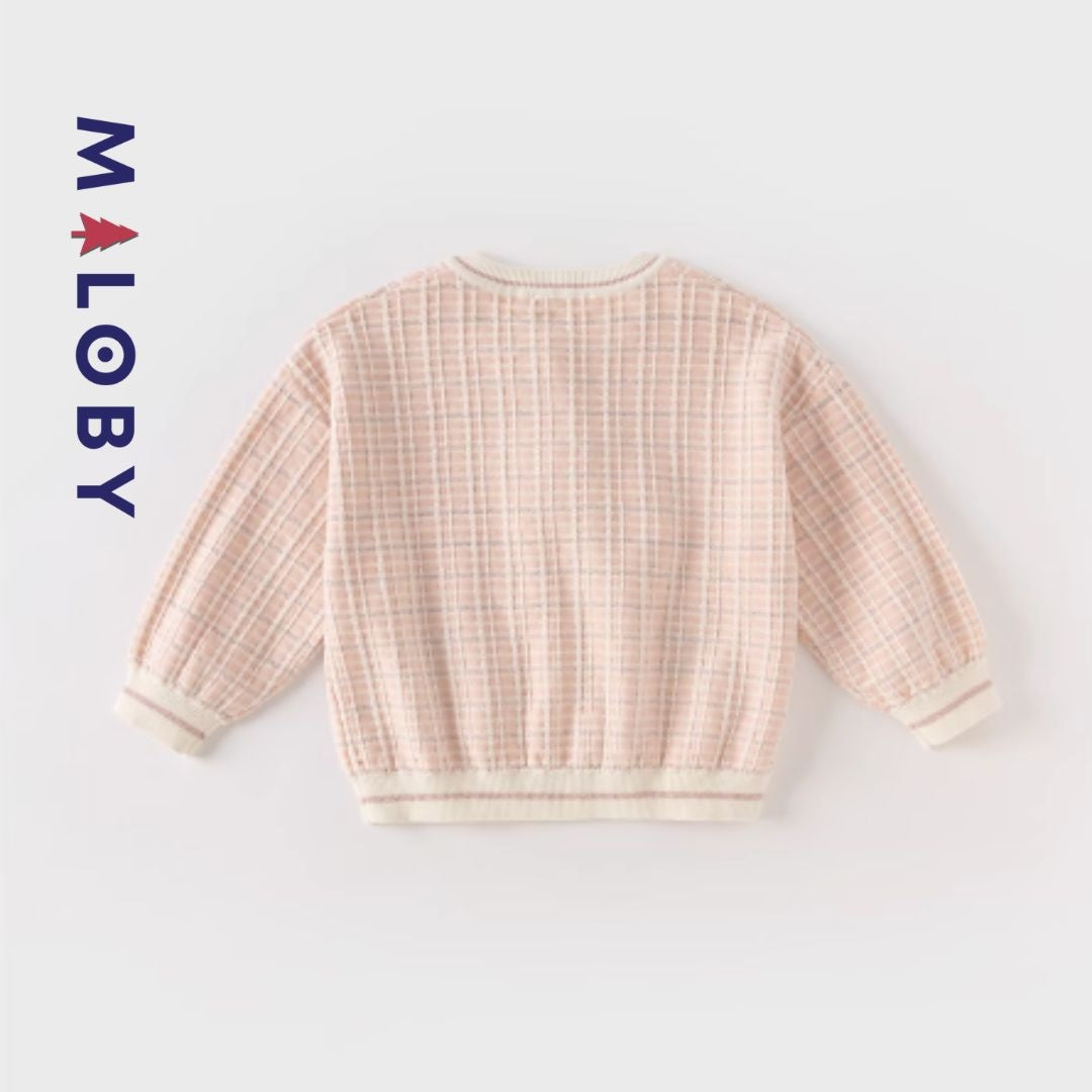 Cardigan rose à motif fraise pour enfants, parfait pour les anniversaires et les occasions spéciales.