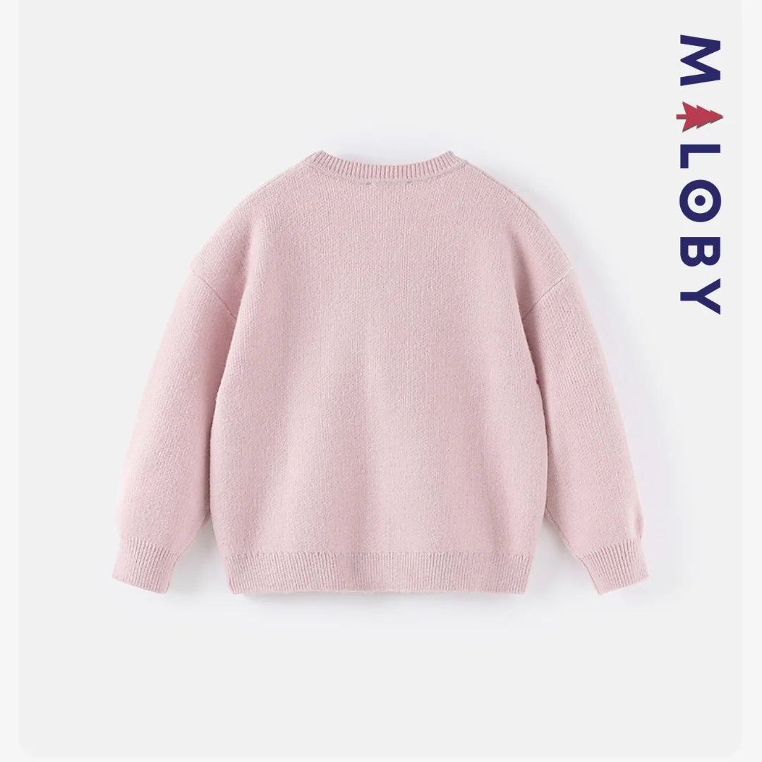 Cardigan mauve motifs cœurs irisés pour fille, idéal pour les vêtements d'enfants au Maroc.