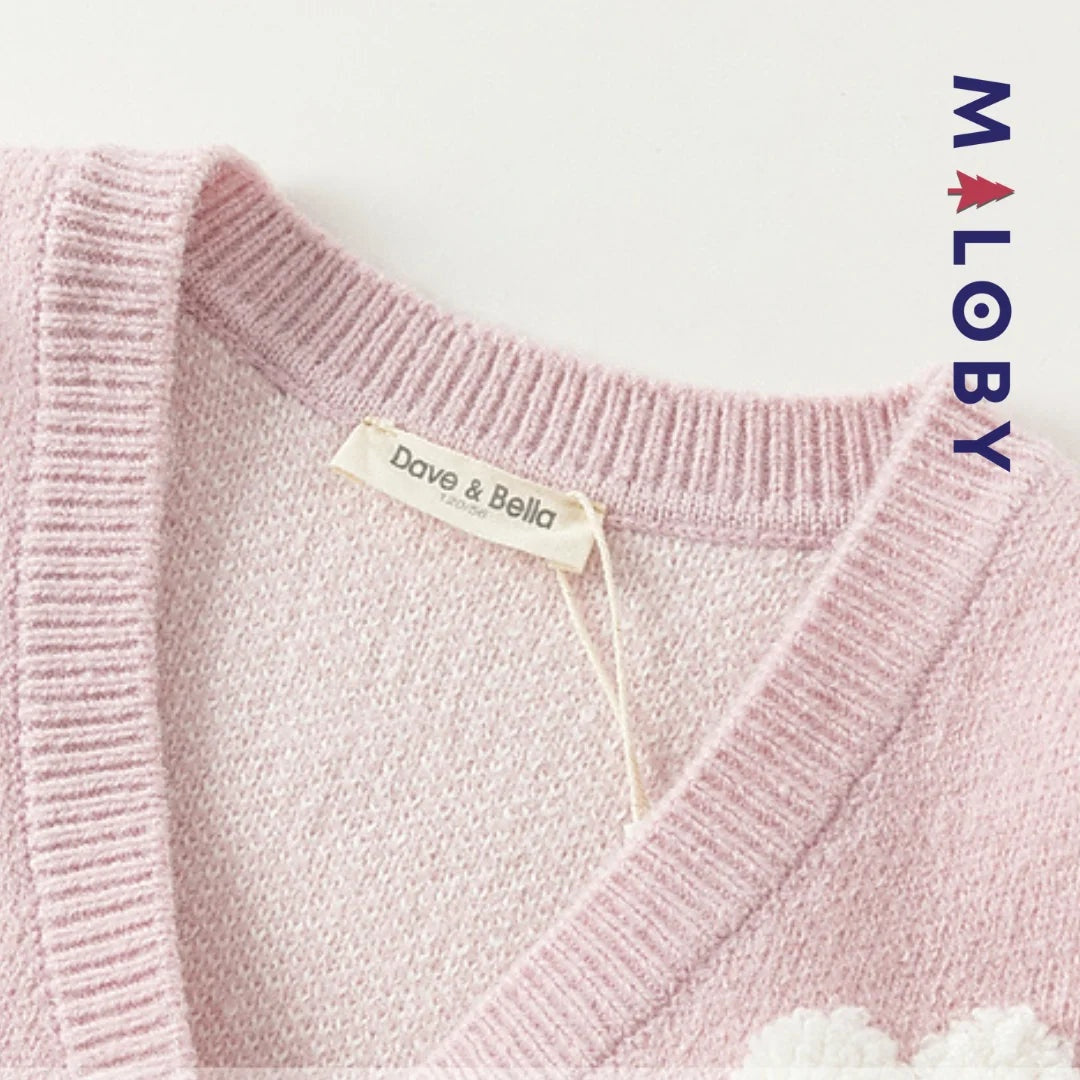 Cardigan mauve motifs cœurs irisés pour fille, idéal pour les vêtements d'enfants au Maroc.