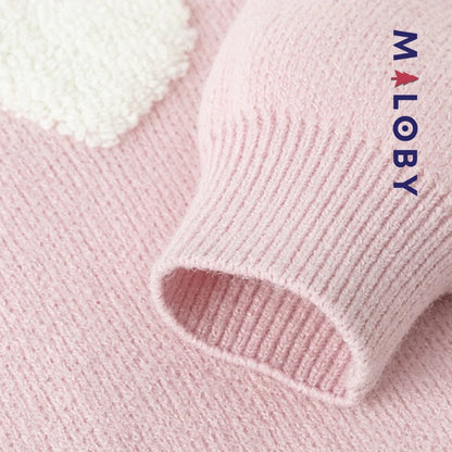 Cardigan mauve motifs cœurs irisés pour fille, idéal pour les vêtements d'enfants au Maroc.