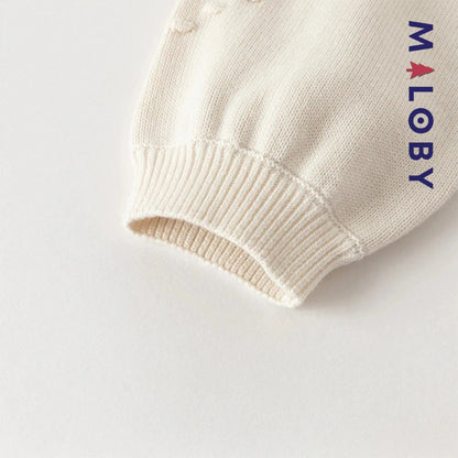 Cardigan en pur coton beige brodé pour fille, parfait pour les vêtements d'anniversaire.