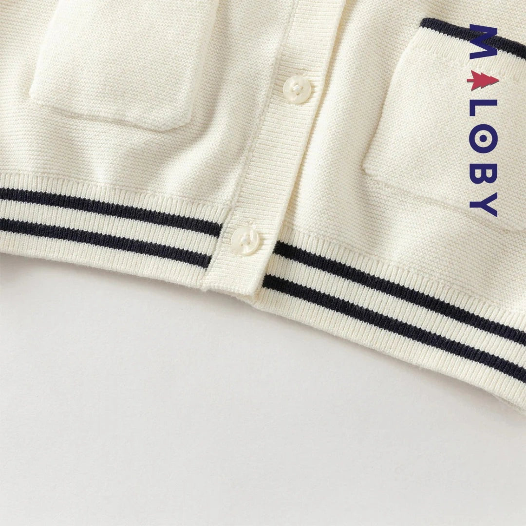 Cardigan en pur coton beige pour enfant fille, idéal pour les vêtements enfants au Maroc