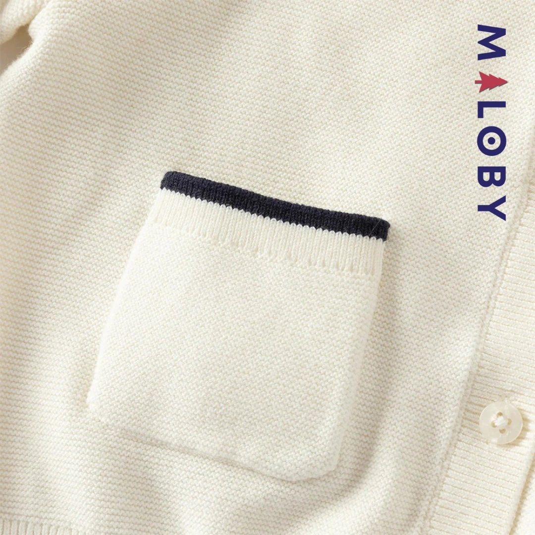 Cardigan en pur coton beige pour enfant fille, idéal pour les vêtements enfants au Maroc