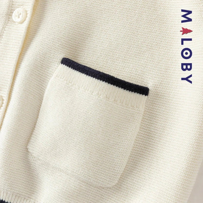 Cardigan en pur coton beige pour enfant fille, idéal pour les vêtements enfants au Maroc