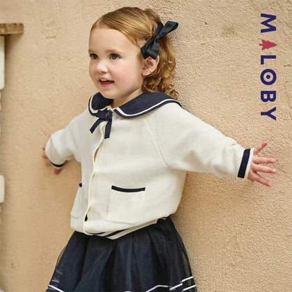 Cardigan en pur coton beige pour enfant fille, idéal pour les vêtements enfants au Maroc