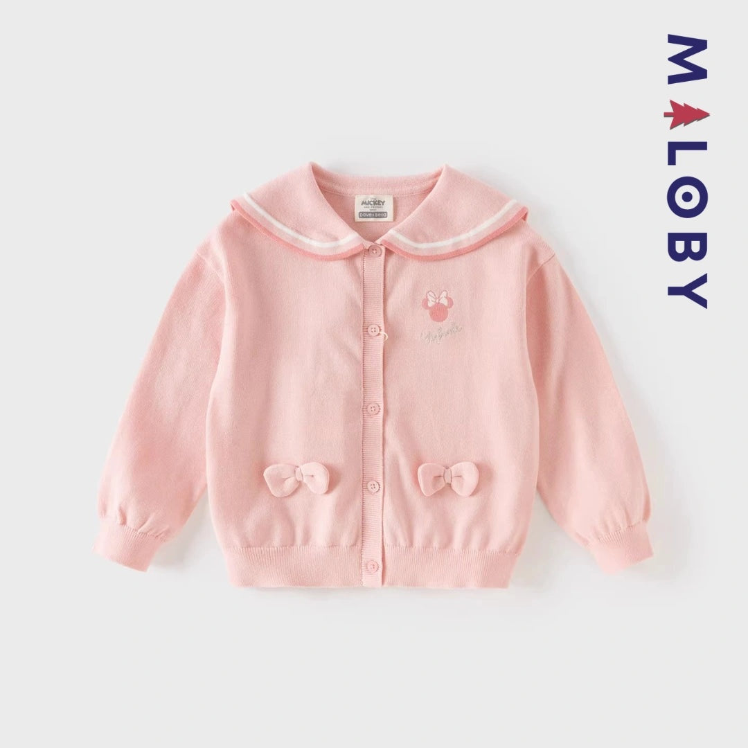 Cardigan en pur coton rose motif Minnie pour fille, idéal pour les enfants.