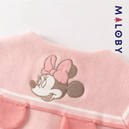 Cardigan en pur coton rose motif Minnie pour fille, idéal pour les enfants.
