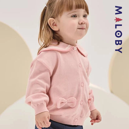 Cardigan en pur coton rose motif Minnie pour fille, idéal pour les enfants.
