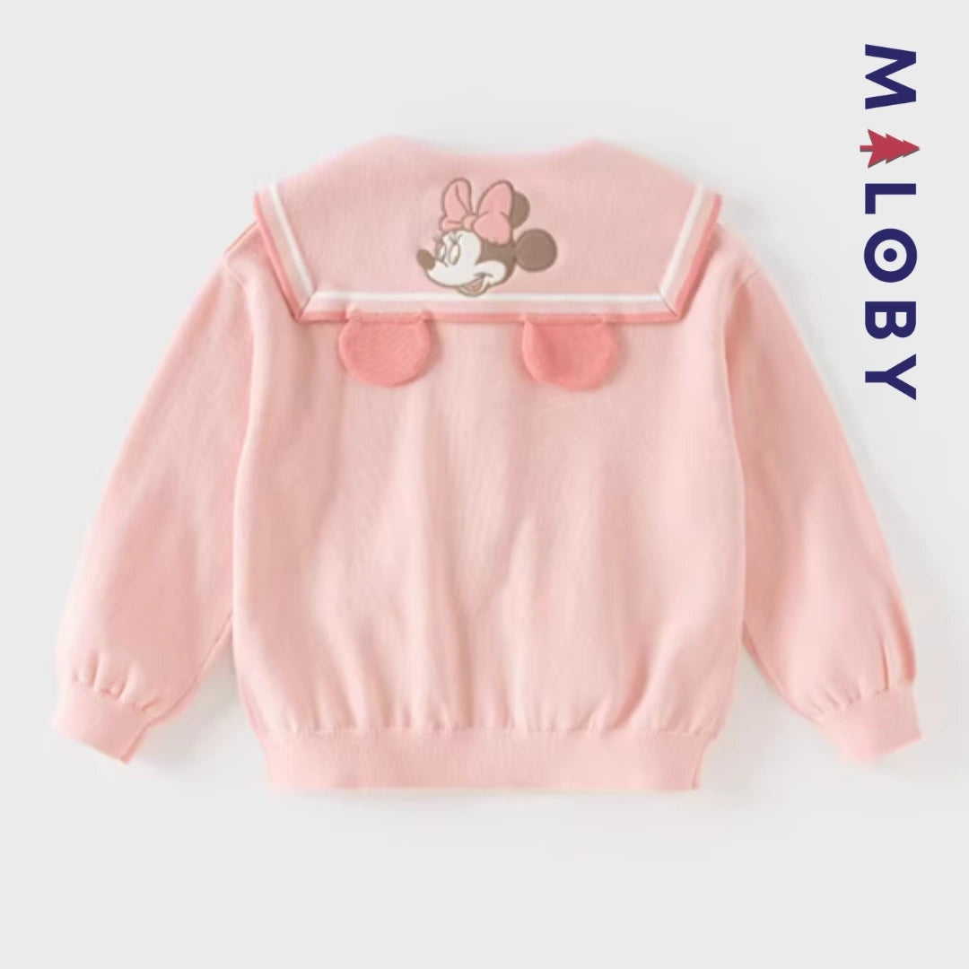 Cardigan en pur coton rose motif Minnie pour fille, idéal pour les enfants.