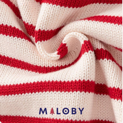 Cardigan rayé rouge pour fille, parfait pour les vêtements enfants au Maroc.