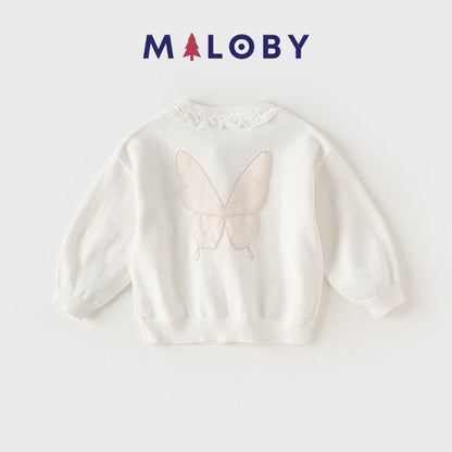Cardigan à volants beige pour fille, idéal pour les vêtements enfants au Maroc.